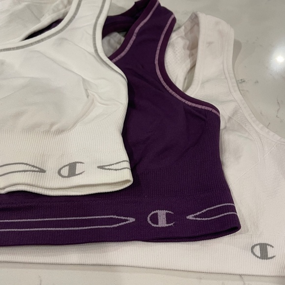 Champion Sports Bra Seamless Yoga Casual Set of 3 Purple White Styles 2935 0608B - Picture 2 of 8